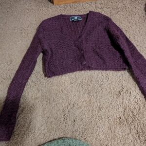 Maurices Deep Purple Cropped Cardigan